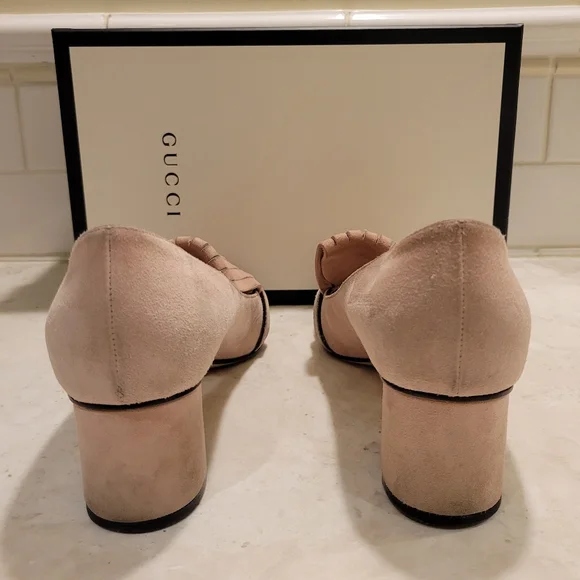 Gucci GG Marmont Pink Blush Fringe Loafer Pumps - Picture 7 of 11